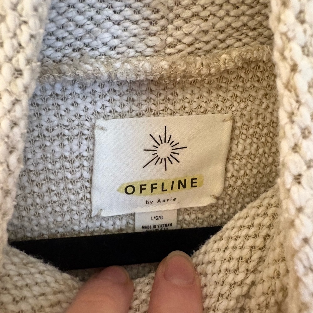 Aerie Gray Textured Cowl Neck Sweatshirt | Athleisure | Boating | Beachside - Picture 2 of 8